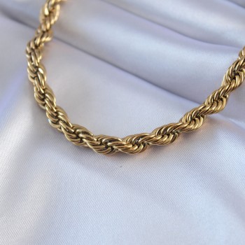 316L Çelik Gold Renk Burgu Model 45 cm Kadın Kolye