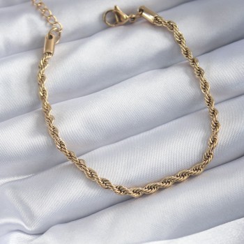 316L Çelik Gold Renk Burgu Zincir Model Kadın Bileklik