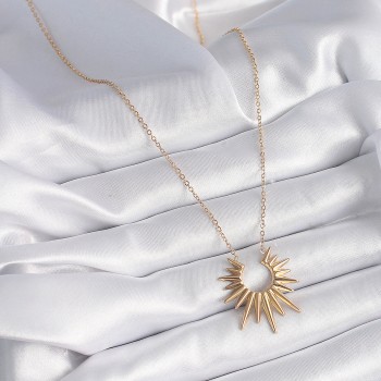 316L Çelik Gold Renk Güneş Model Kadın Kolye
