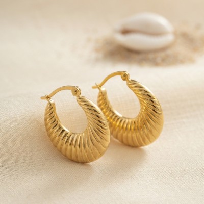316L Çelik Gold Renk Halka Model Küpe