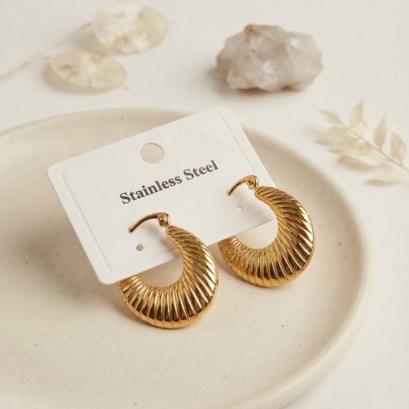 316L Çelik Gold Renk Halka Model Küpe