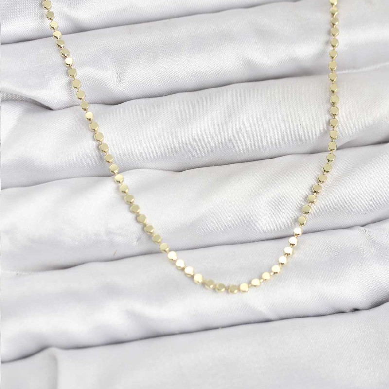 316L Çelik Gold Renk İnce Ezme Zincir Kadın Kolye