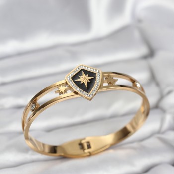 316L Çelik Gold Renk Kutup Yıldızı Kelepçe Bileklik