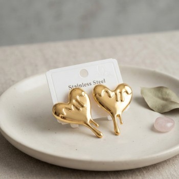 316L Çelik Gold Renk Melting Heart Model Küpe