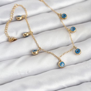 316L Çelik Gold Renk Minimal Nazar Model Kadın Bileklik