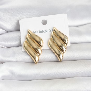 316L Çelik Gold Renk Motif Model Kadın Küpe