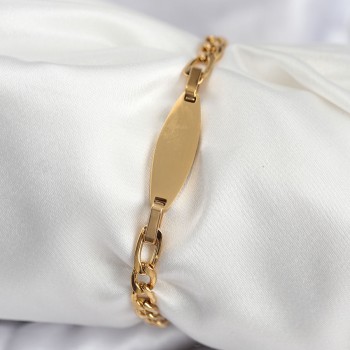 316L Çelik Gold Renk Oval Yazı Yazmaya Uygun Kadın Bileklik