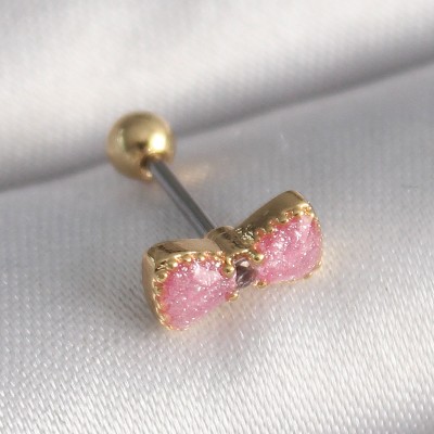 316L Çelik Gold Renk Pembe Fiyonk Model Tragus Piercing
