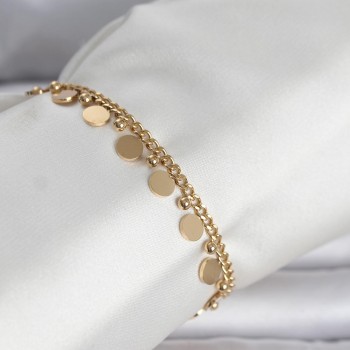 316L Çelik Gold Renk Pullu Model Kadın Bileklik