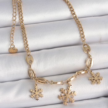 316L Çelik Gold Renk Sallantı Kar Tanesi Model Kadın Bileklik