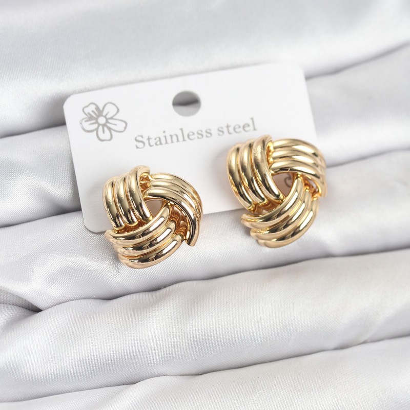 316L Çelik Gold Renk Sarmal Model Kadın Küpe