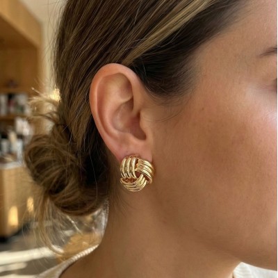 316L Çelik Gold Renk Sarmal Model Kadın Küpe