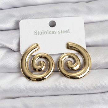 316L Çelik Gold Renk Sarmal Modelli Kadın Küpe