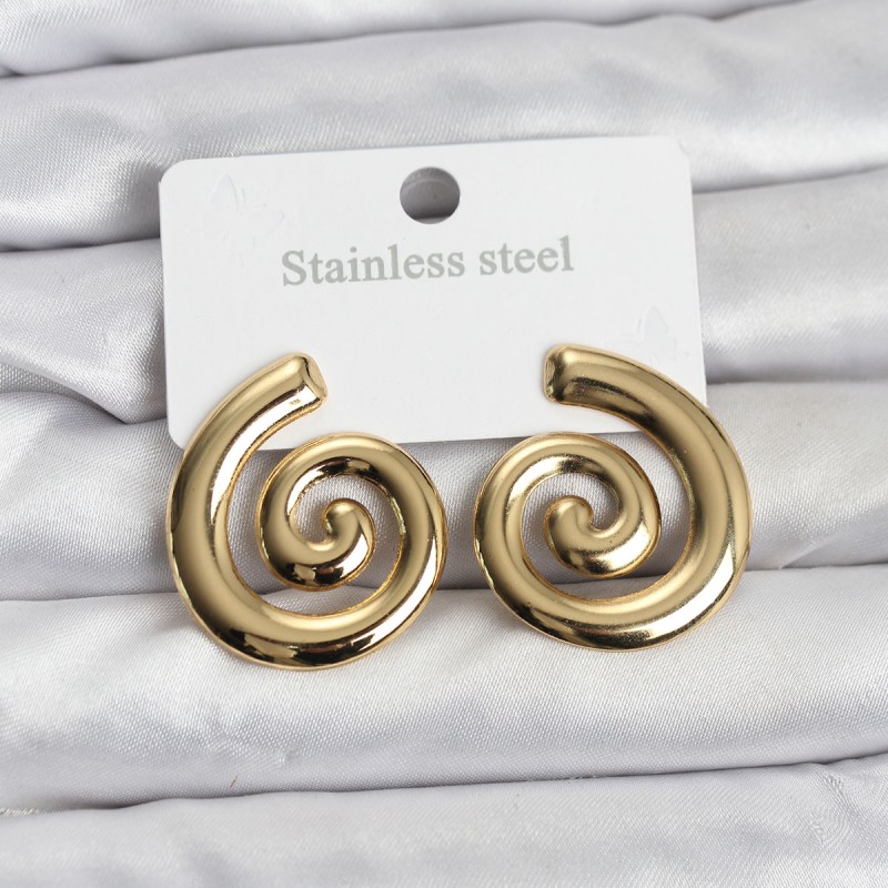 316L Çelik Gold Renk Sarmal Modelli Kadın Küpe