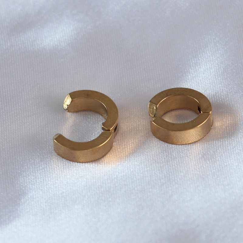 316L Çelik Gold Renk Sıkıştırmalı Erkek Küpe