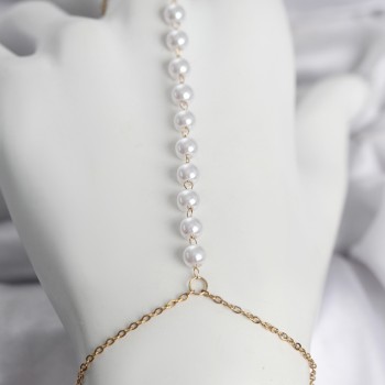 316L Çelik Gold Renk Sıralı İncili Model Kadın Şahmeran