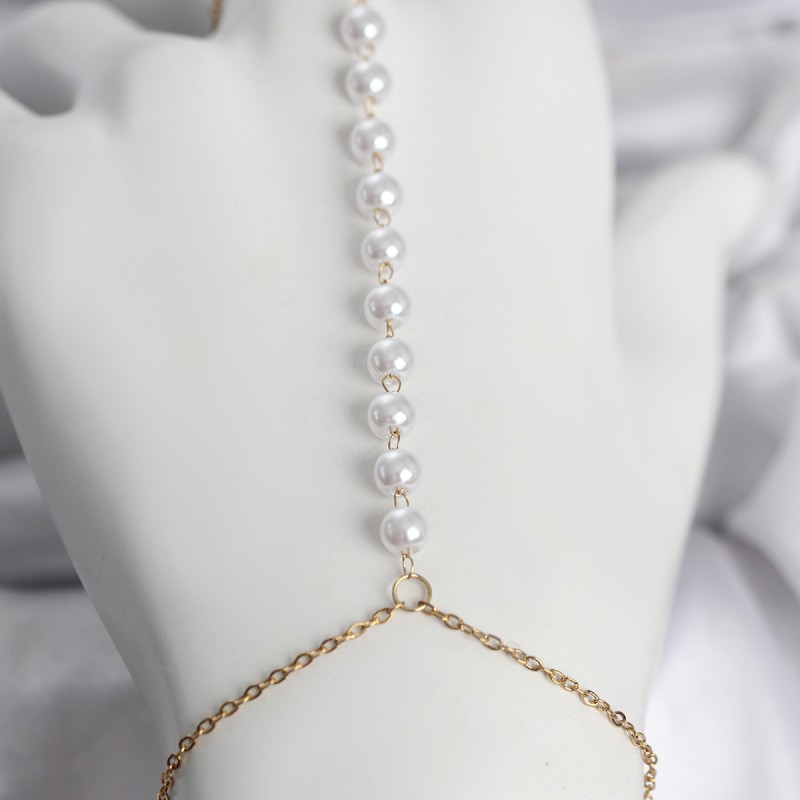 316L Çelik Gold Renk Sıralı İncili Model Kadın Şahmeran