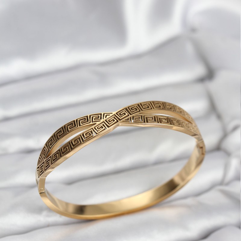 316L Çelik Gold Renk Vintage Kadın Kelepçe Bileklik