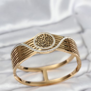 316L Çelik Gold Renk Yaşam Ağacı Modelli Kadın Kelepçe Bileklik