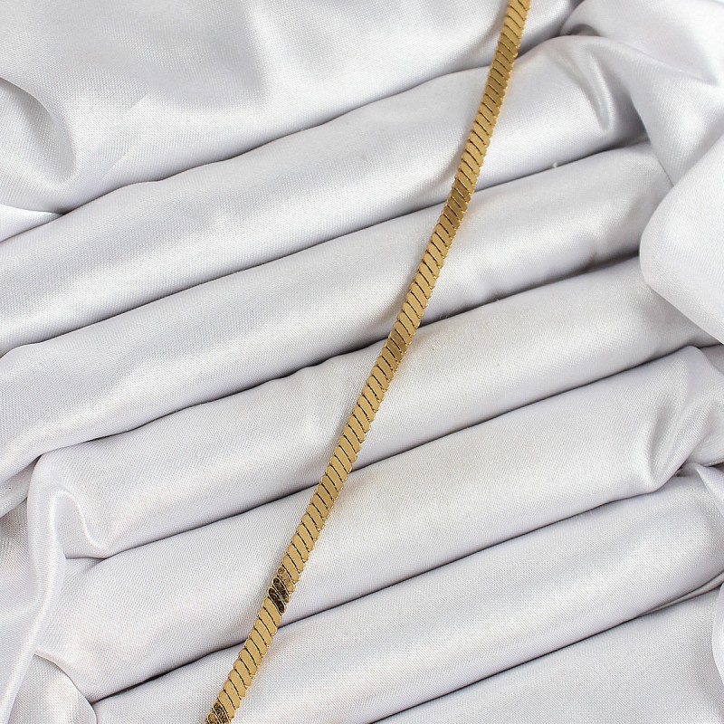 316L Çelik Gold Renk Yassı Zincir Model Kadın Bileklik