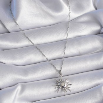 316L Çelik Gold Renk Zincir Güneş Figür Kadın Kolye