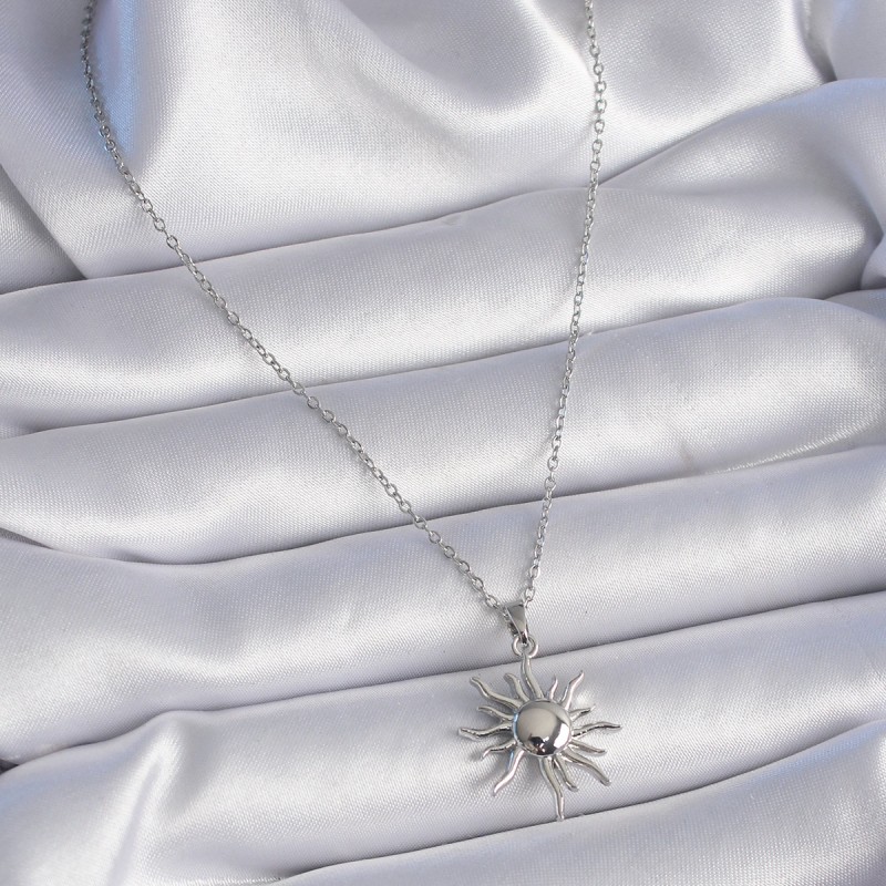 316L Çelik Gold Renk Zincir Güneş Figür Kadın Kolye