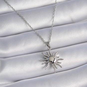 316L Çelik Gold Renk Zincir Güneş Figür Kadın Kolye