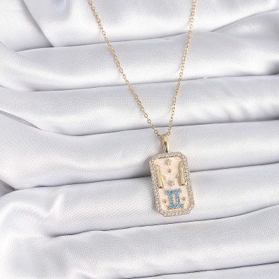 316L Çelik Gold Renk Zincir İkizler Burcu Zirkon Taşlı Kadın Kolye