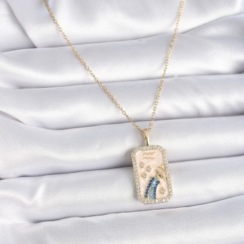 316L Çelik Gold Renk Zincir Kova Burcu Zirkon Taşlı Kadın Kolye