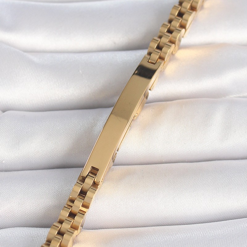 316L Çelik Gold Renk Zincir Künye Model Erkek Bileklik