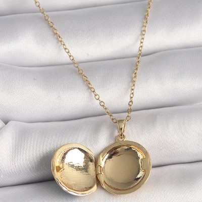 316L Çelik Gold Renk Zincir Mavi Dünya Model Kadın Kolye