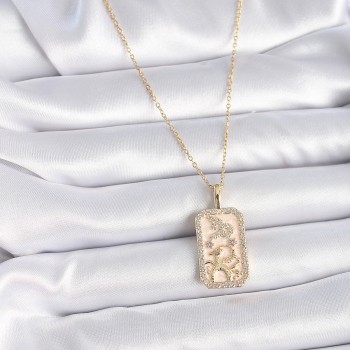 316L Çelik Gold Renk Zincir Oğlak Burcu Zirkon Taşlı Kadın Kolye