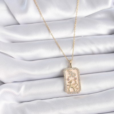 316L Çelik Gold Renk Zincir Oğlak Burcu Zirkon Taşlı Kadın Kolye