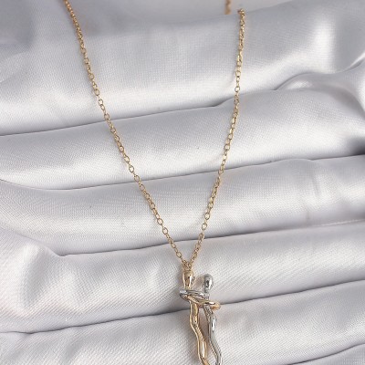 316L Çelik Gold Renk Zincir Renkli Sarılma Model Kadın Kolye