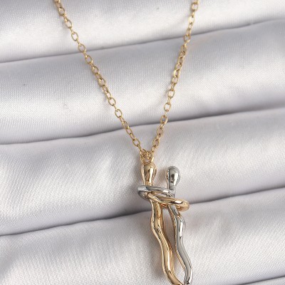 316L Çelik Gold Renk Zincir Renkli Sarılma Model Kadın Kolye