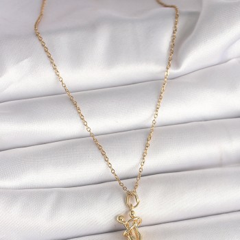 316L Çelik Gold Renk Zincir Sarılma Model Kadın Kolye