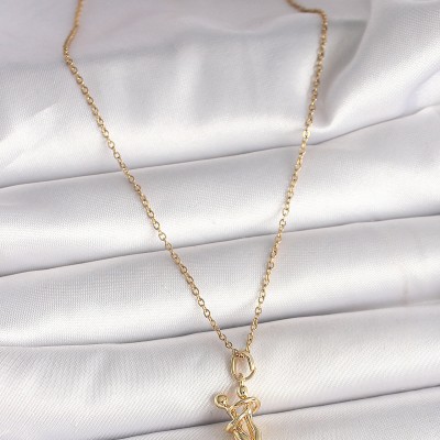 316L Çelik Gold Renk Zincir Sarılma Model Kadın Kolye