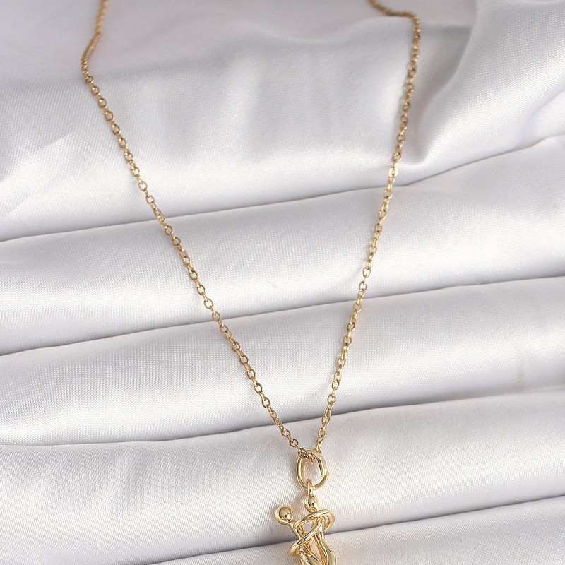 316L Çelik Gold Renk Zincir Sarılma Model Kadın Kolye