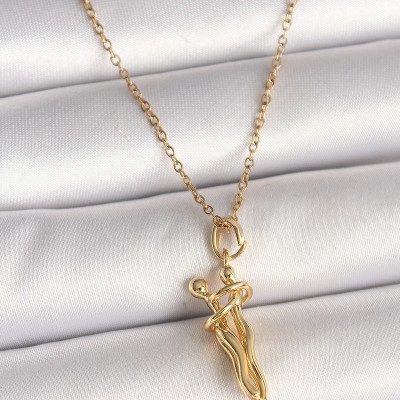 316L Çelik Gold Renk Zincir Sarılma Model Kadın Kolye