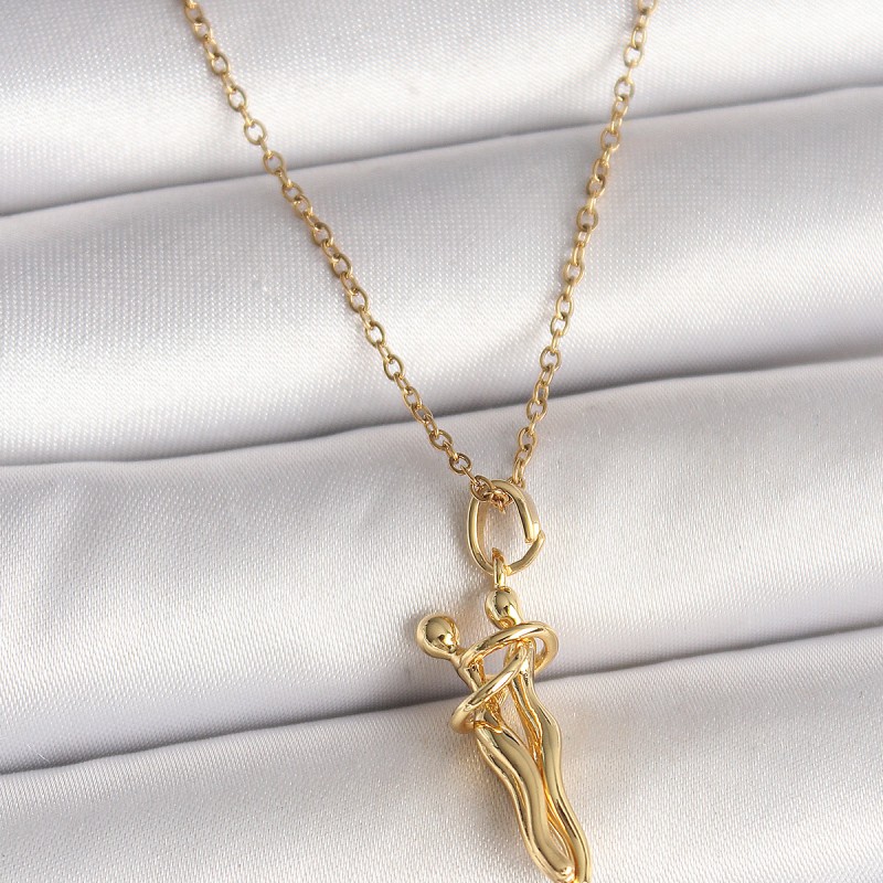 316L Çelik Gold Renk Zincir Sarılma Model Kadın Kolye