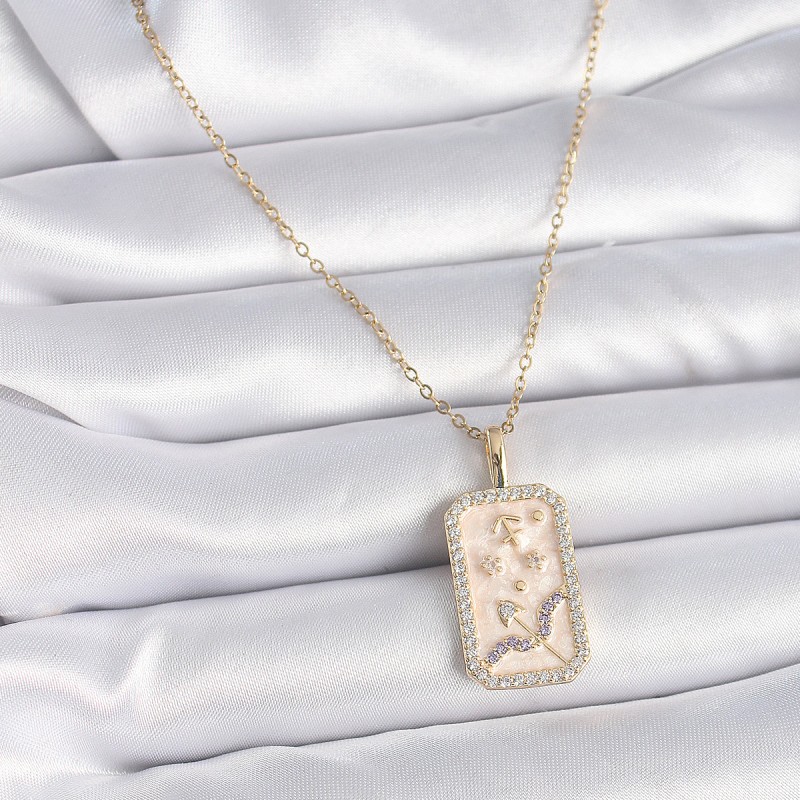 316L Çelik Gold Renk Zincir Yay Burcu Zirkon Taşlı Kadın Kolye