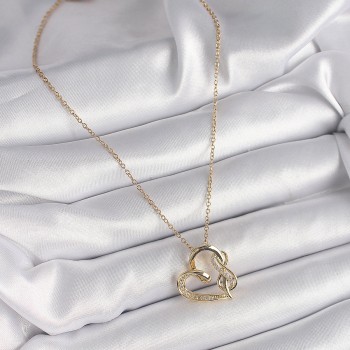 316L Çelik Gold Renk Zincir Zirkon Taş Detaylı Kalp Model Sonsuzluk Detay Kadın Kolye