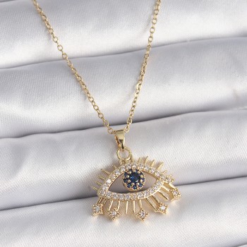 316L Çelik Gold Renk Zincir Zirkon Taşlı Göz Model Kadın Yüzük