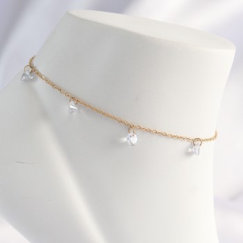 316L Çelik Gold Renk Zirkon Taşlı Halhal