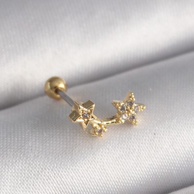 316L Çelik Gold Renk Zirkon Taşlı Kalp Tragus Piercing