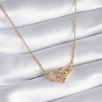 316L Çelik Gold Renk Zirkon Taşlı Tiffany Model Kadın Kolye