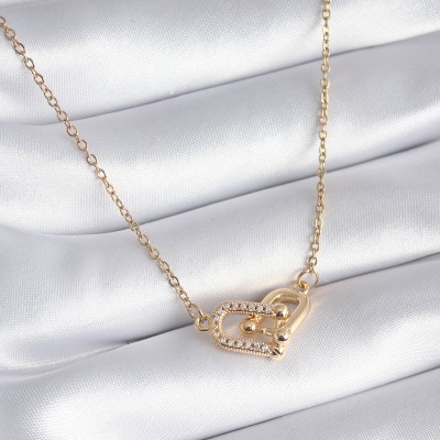 316L Çelik Gold Renk Zirkon Taşlı Tiffany Model Kadın Kolye