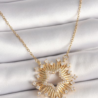 316L Çelik Gold Renk Zirkon Taşlı Yıldız Model Kadın Kolye