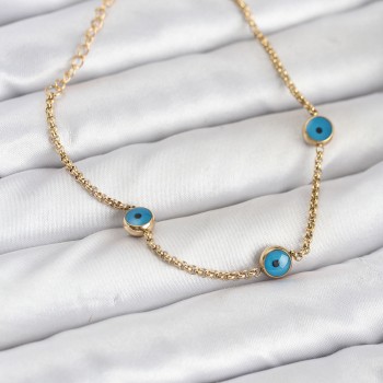 316L Çelik Gold Renkli Nazar Boncuk Model Kadın Bileklik