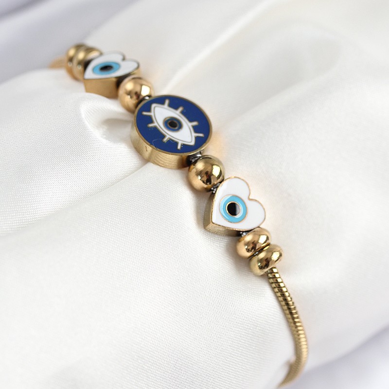 316L Çelik Göz Charm Model Gold Renk Kadın Bileklik